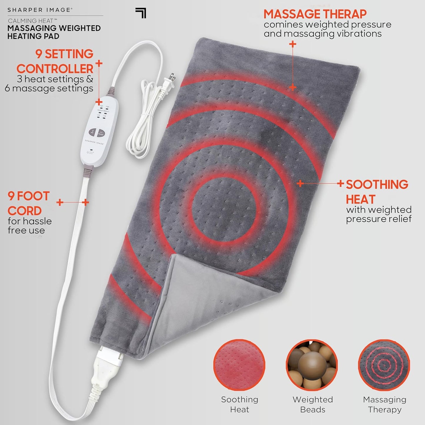 Calming Heat Massaging Weighted Heating Pad