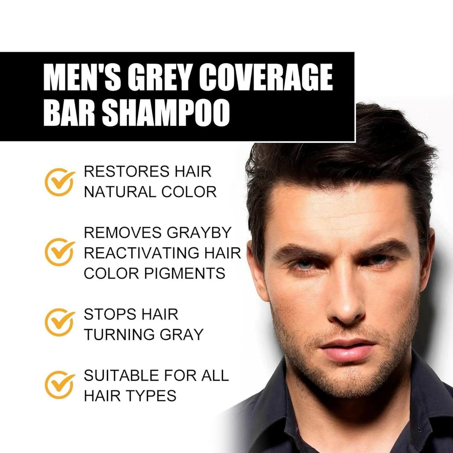 Black Soap Bar Shampoo for Men Hair and Beard Repair