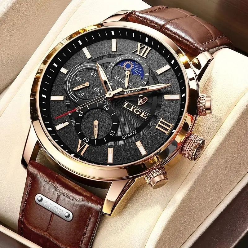 Brown Leather Casual Quartz Watch